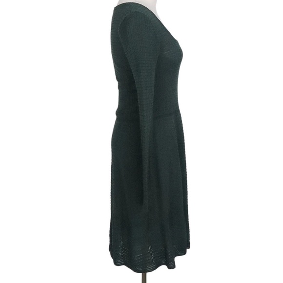 M by Missoni Square Neck Knit Fit Flare Dress, Forest Green, Size IT44/8 US, EUC - Picture 3 of 11